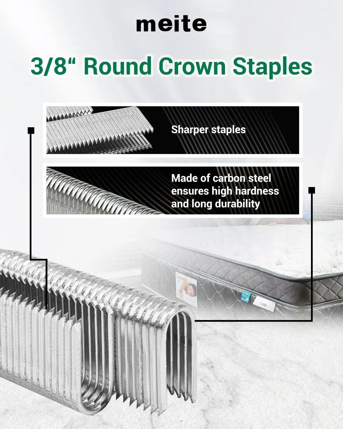 16 Gauge 3/8'' Round Crown 3/4'' Length U Shaped Staples
