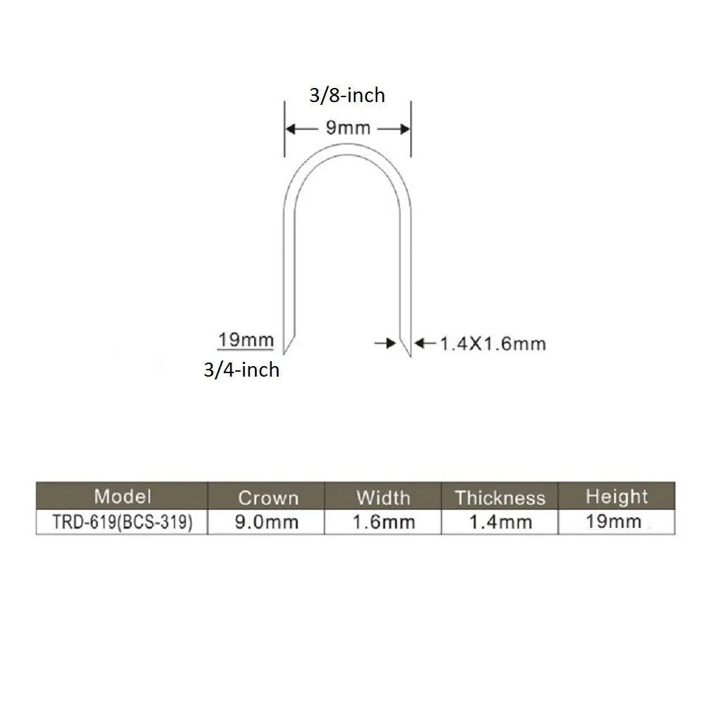16 Gauge 3/8'' Round Crown 3/4'' Length U Shaped Staples