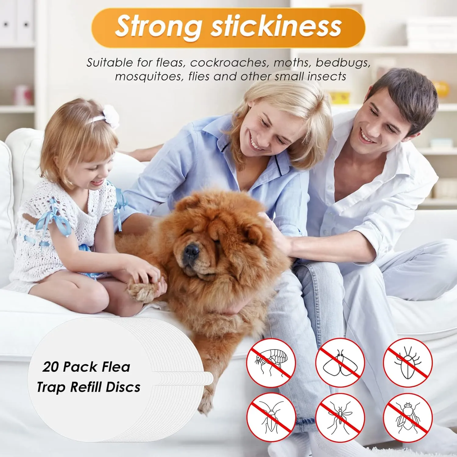20 Pack Flea Trap Refill Discs 7.1 Inches Sticky Pad Refills, Natural Odorless Glue Board Replacement for Flea Trap, Friendly for People and Pets