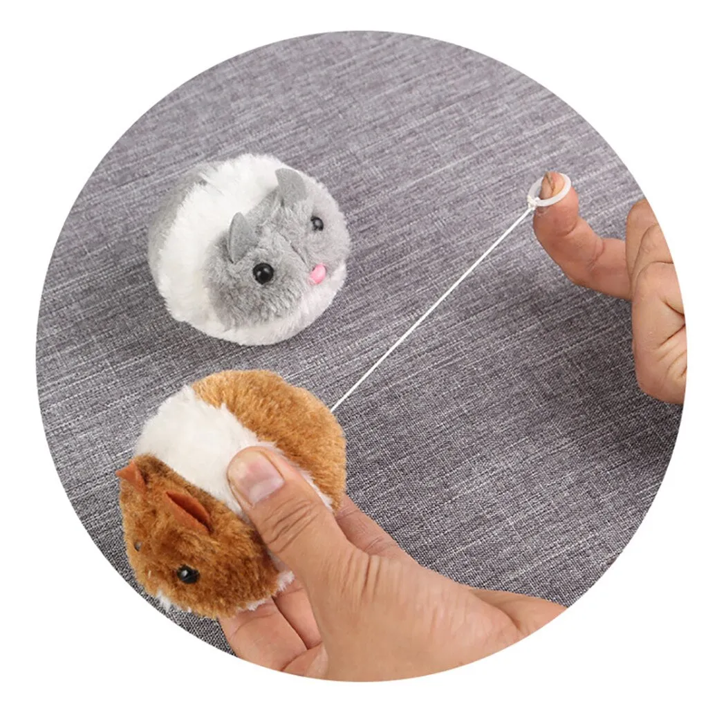 2PCS Cat Mouse Toys Plush Vibrating Moving Kitten Mice Toys Cat Interactive Toys Funny Cat Plush Vocal Toy