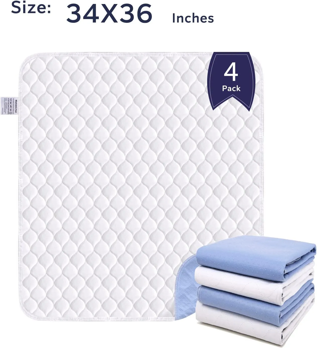 4 Pack Bed Pads for Incontinence Washable 34" x 36",Waterproof Bed Pads,Adult Washable Incontinence Bed Pads for Adults,Dog,Kids