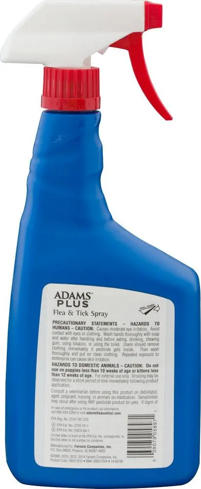 Adams Plus Spot On Flea & Tick Spray for Cats & Dogs (16-oz)