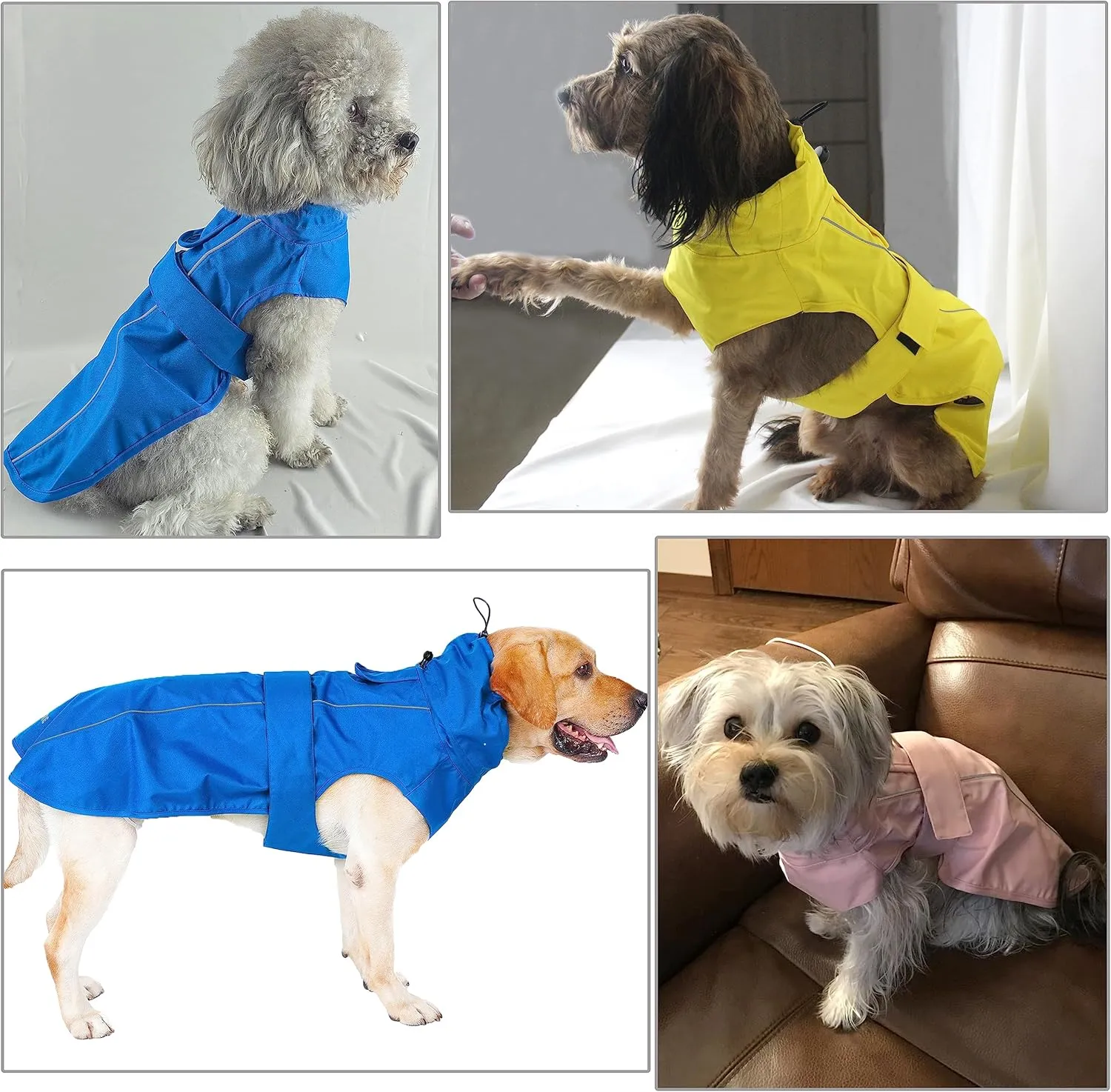 Adjustable Waterproof Dog Raincoat for Dogs,Lightweight Pet Rain Jacket Puppy Clothes with Reflective Strip for Small Medium Large Dogs (Army Green, X-Large)