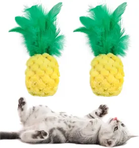 Andiker 2PCS Cat Chew Toys, Cute Pineapple Shape Soft Cat Plush Toys with Smooth Skin-Friendly Plush Fabric Containing Catnip Entertaining Interactive Cat Toy for Indoor Cats and Kitten