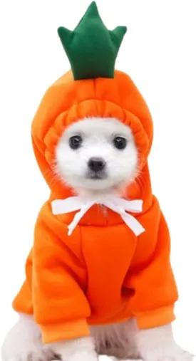 ANIAC Funny Pet Clothes for Small Dog Cat Carrot Dog Hoodies Warm Puppy Sweatshirt Coat with Fruit Hood Fall Puppy Cat Sweater Halloween Easter Dog Carrot Costume (Orange, Small)