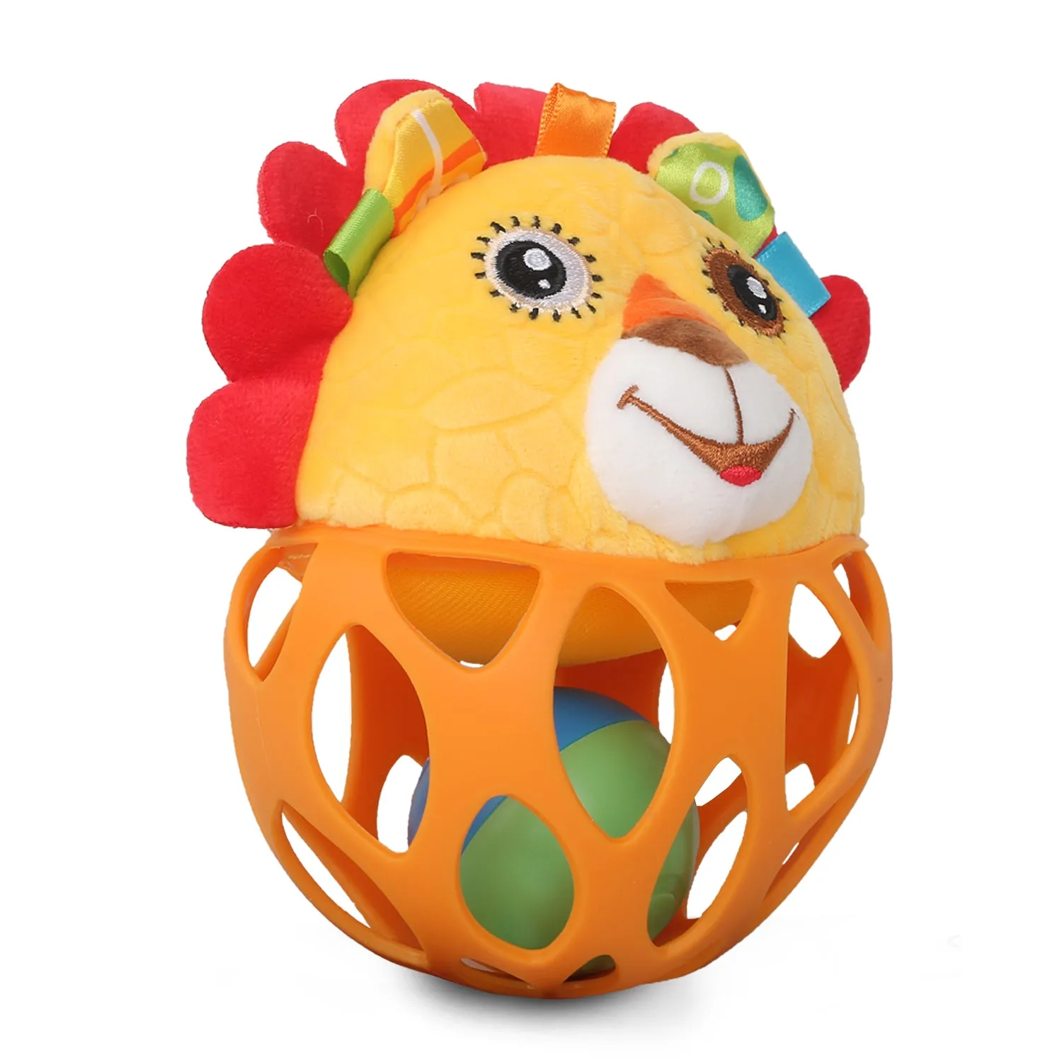 Baby Moo Lion Orange Rattle Ball