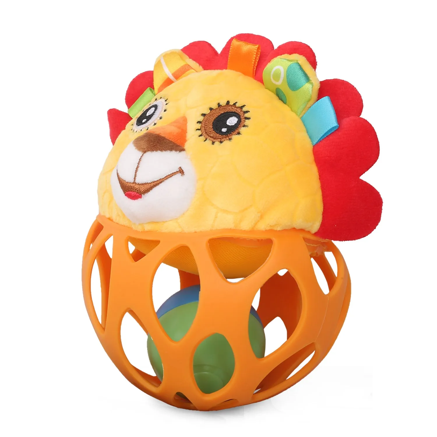 Baby Moo Lion Orange Rattle Ball