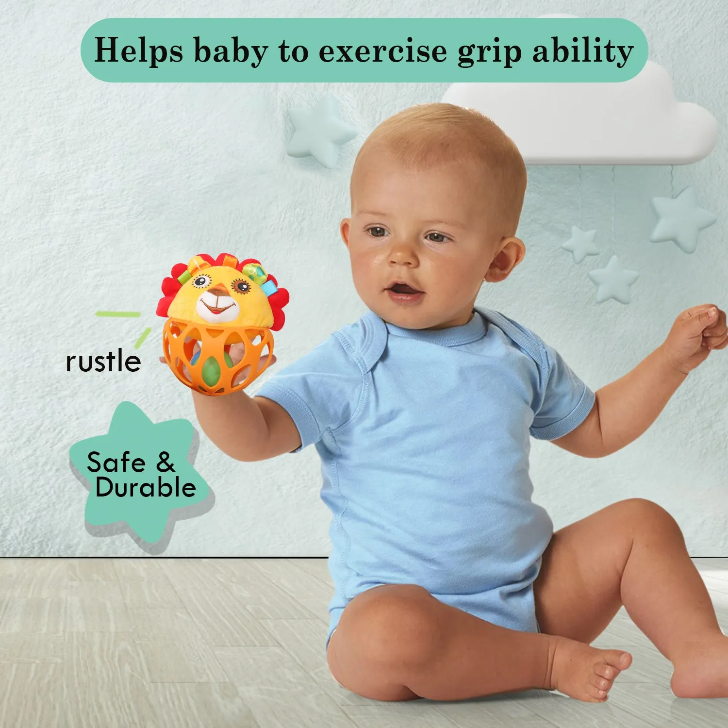 Baby Moo Lion Orange Rattle Ball