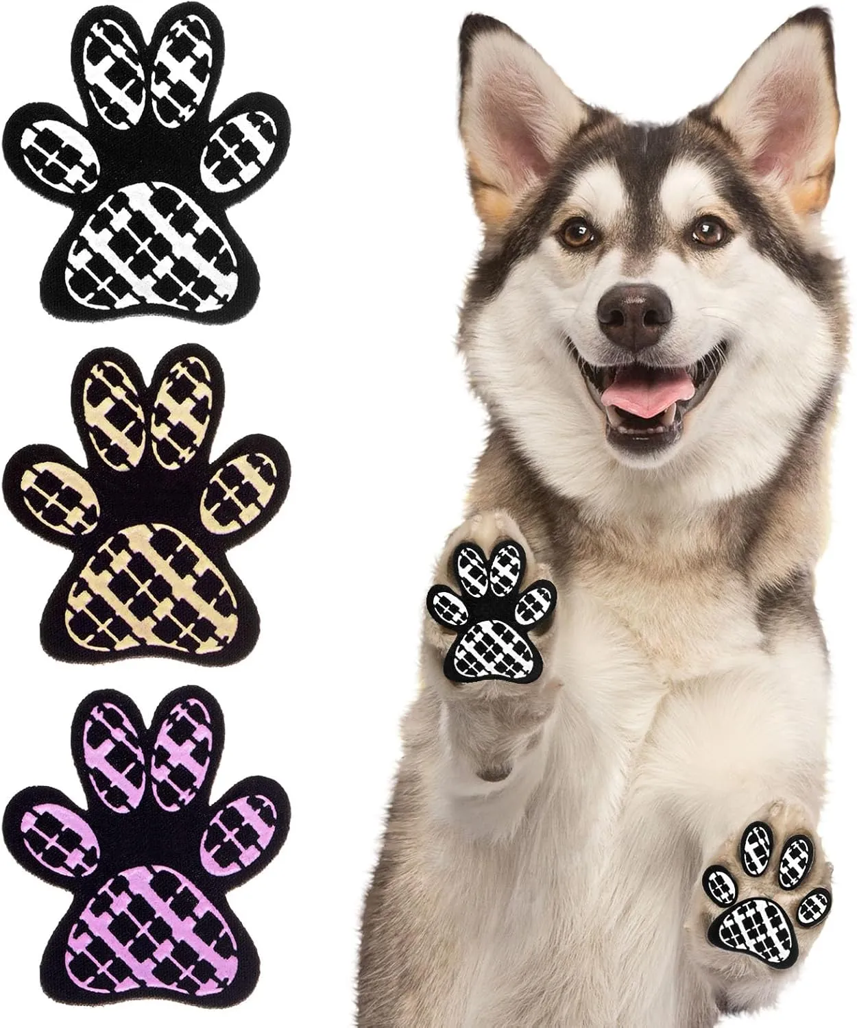 BEAUTYZOO Dog Paw Protector for Hot Pavement, Anti-Slip Paw Grips for Senior Dogs, Paw Stickers Traction Pad for Dogs Feet on Hardwood Floor, Dog Shoes Boots Socks Replacement, 8 Sets (24 pcs) S