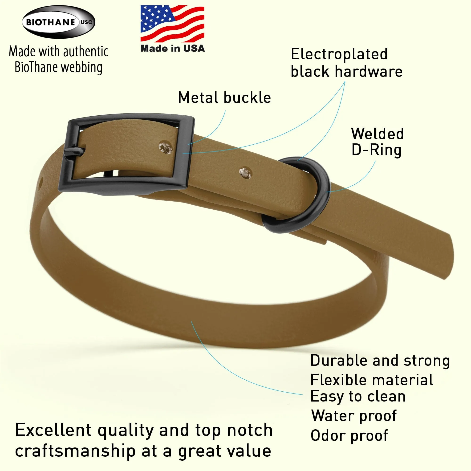 Biothane Waterproof Collar - X-Small (9 to 12 inches)