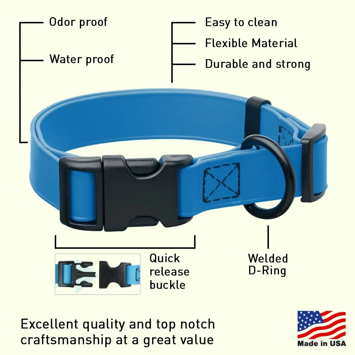 Biothane Waterproof Dog Collar - Quick Release Buckle
