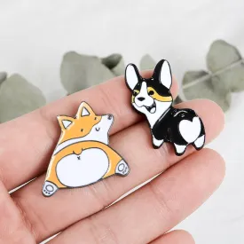 Black Orange Corgi Butt Pins
