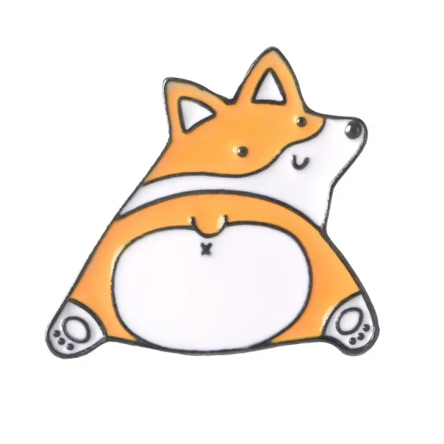 Black Orange Corgi Butt Pins