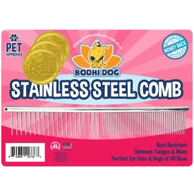 Bodhi Dog Stainless Steel Comb | Metal Comb for Dogs and Cat | Detangler Grooming Brush for Pets with Short and Long Hair | Removes Knots, Tangles, Matted Fur and Knotted Hair