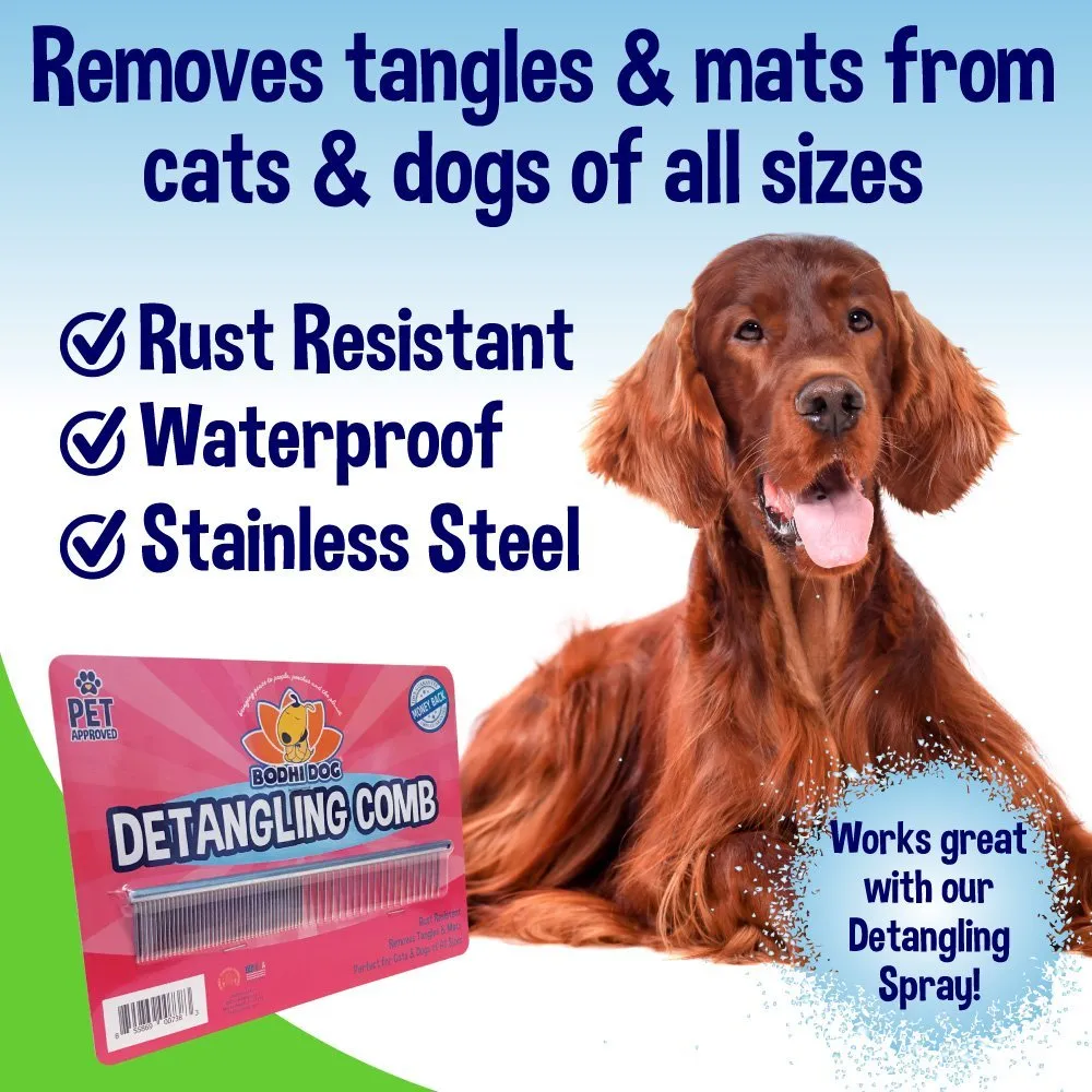 Bodhi Dog Stainless Steel Comb | Metal Comb for Dogs and Cat | Detangler Grooming Brush for Pets with Short and Long Hair | Removes Knots, Tangles, Matted Fur and Knotted Hair