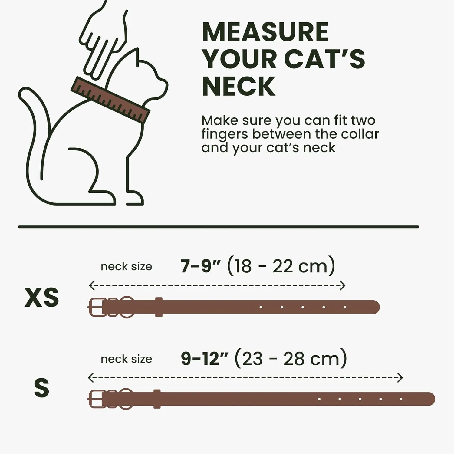 BRONZEDOG Leather Cat Collar with Removable Bells Non Breakaway Kitten QR Tag for Girl Boy (9" - 12" Cats/Mini Dogs, Dark Brown & Gold)