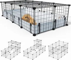 BUCATSTATE 20 Panels Guinea Pigs Cages, Small Animal Playpen with Waterproof Mat, 47" L*24" W*12" H Metal Hedgehog Enclosure with Door, C&C Cage for Bunny Rabbit Chinchillas