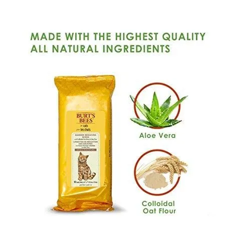 Burt's Bees For Cats Natural Dander Reducing Wipes | Kitten and Cat Wipes For Grooming, 50 Count