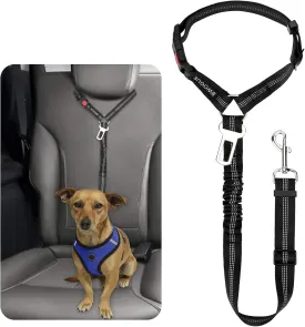 BWOGUE Pet Dog Cat Seat Belt Reflective Car Dog Headrest Restraint Leash Elastic Buffer Bungee Adjustable Tangle-Free Safety Leads Vehicle Seatbelt Harness for Small, Medium and Large Dogs (1 Pack)