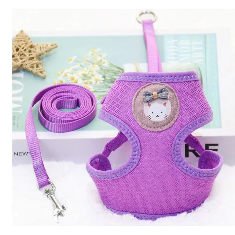 Candy Color Cartoon Bear Nylon Mesh Cat Pull Chest