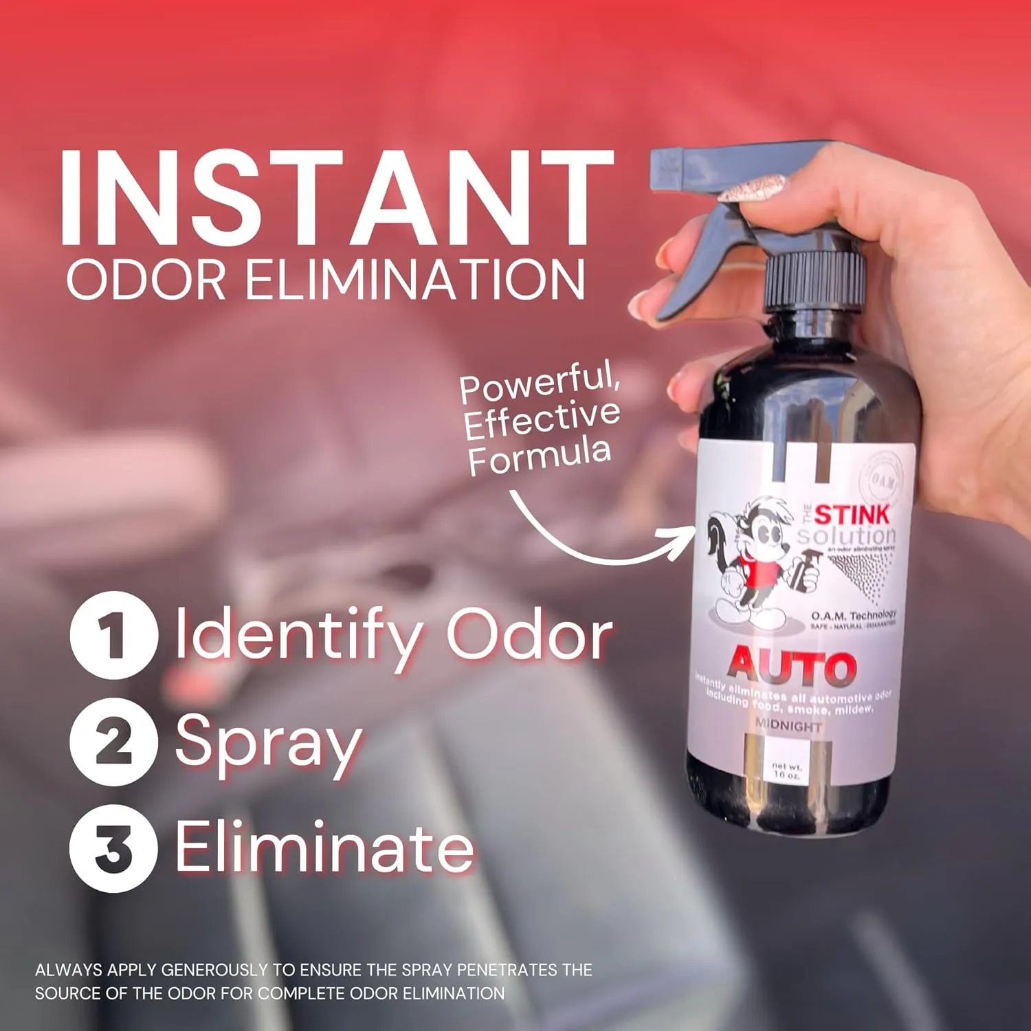 Car Deodorizer Odor Eliminator For Strong Odor: Quickly Banish Smoke, Pet, Food, Sweat, & Other Foul Smells! Safe Car Freshener for Seats & More! - 1 16 oz Bottle Coconut Mango