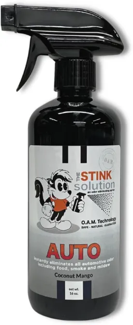 Car Deodorizer Odor Eliminator For Strong Odor: Quickly Banish Smoke, Pet, Food, Sweat, & Other Foul Smells! Safe Car Freshener for Seats & More! - 1 16 oz Bottle Coconut Mango