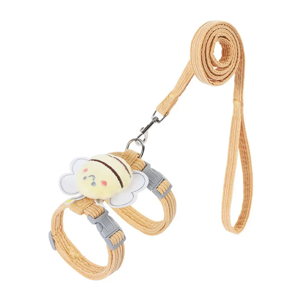 Cartoon Bee Cat Harness and Leash Set – Adjustable Soft Vest for Small Pets