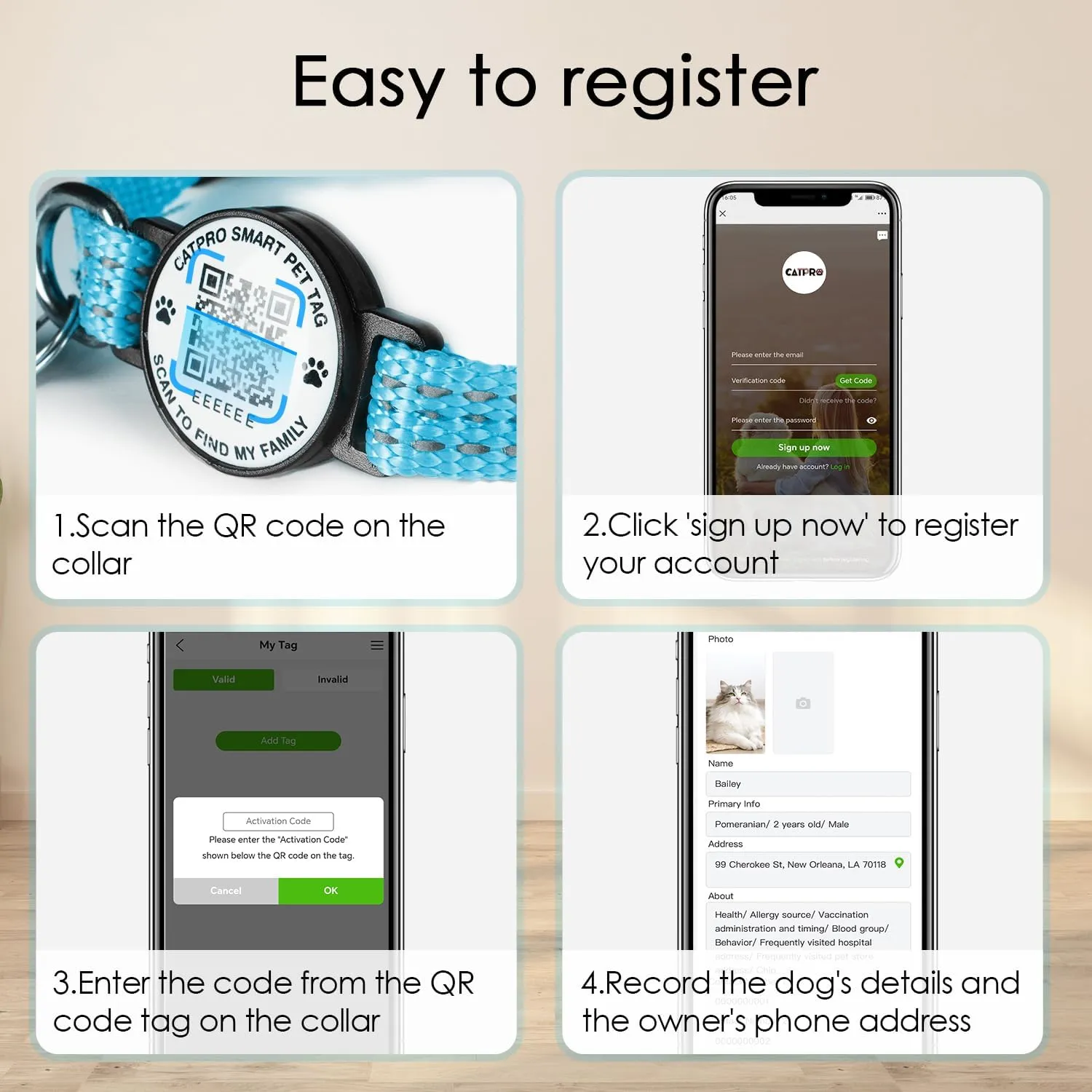 Cat Collar Pet ID Tag with Smart QR Code,Real-time scan alerts,Modifiable and Shareable Pet Profile,Reflective Nylon with Bell, Secure Breakaway, No Subscription or fees,Blue-L