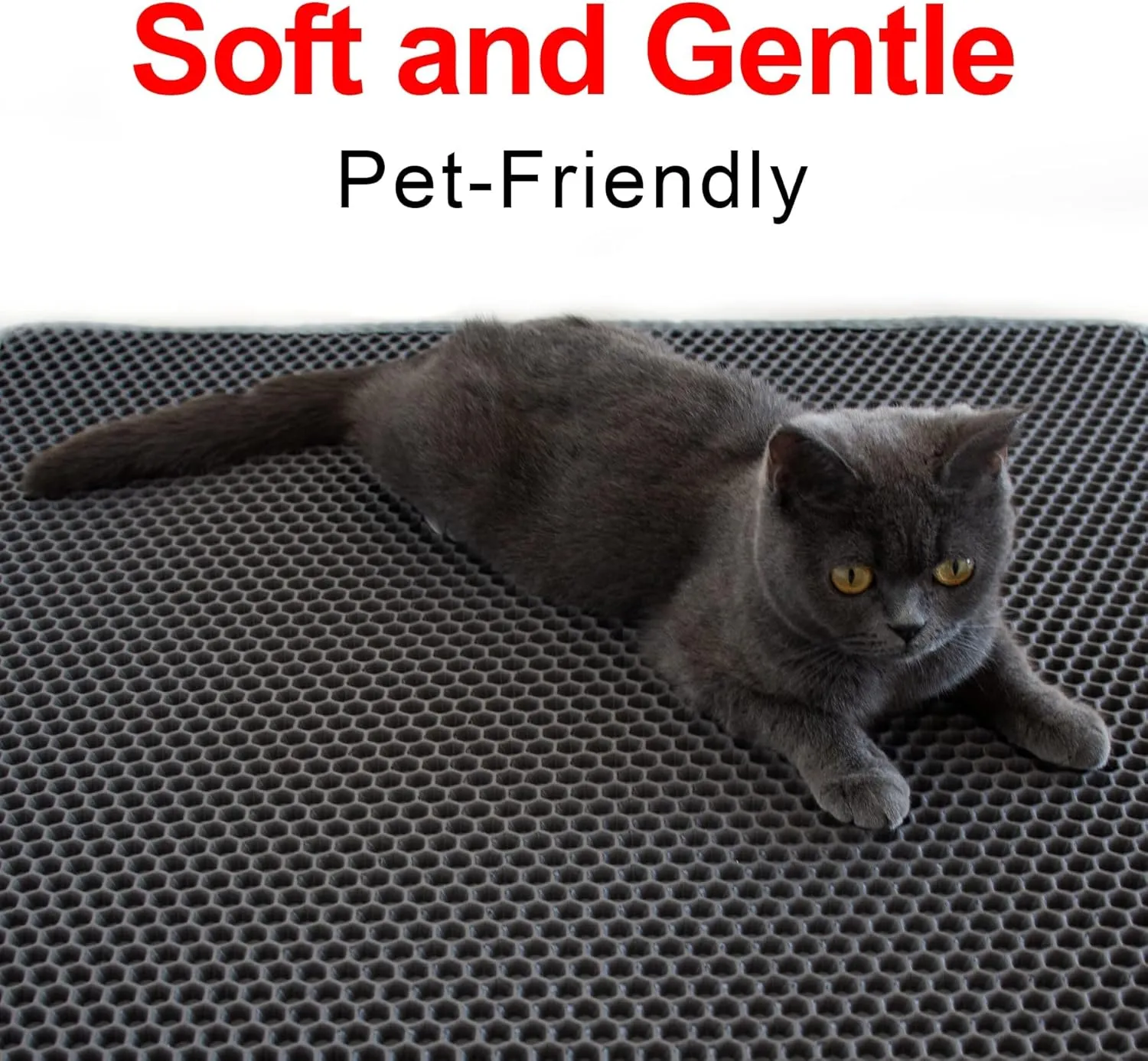 Cat Litter Box Mat: 36"x 30" Waterproof Kitty Cat Litter Trapping Mat, Easy-clean Double-layer Scatter Control Pad Rug (Grey)