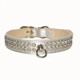Celebrity Bling Rhinestone Studded Dog Collar - Silver