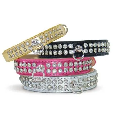 Celebrity Bling Rhinestone Studded Dog Collar - Silver
