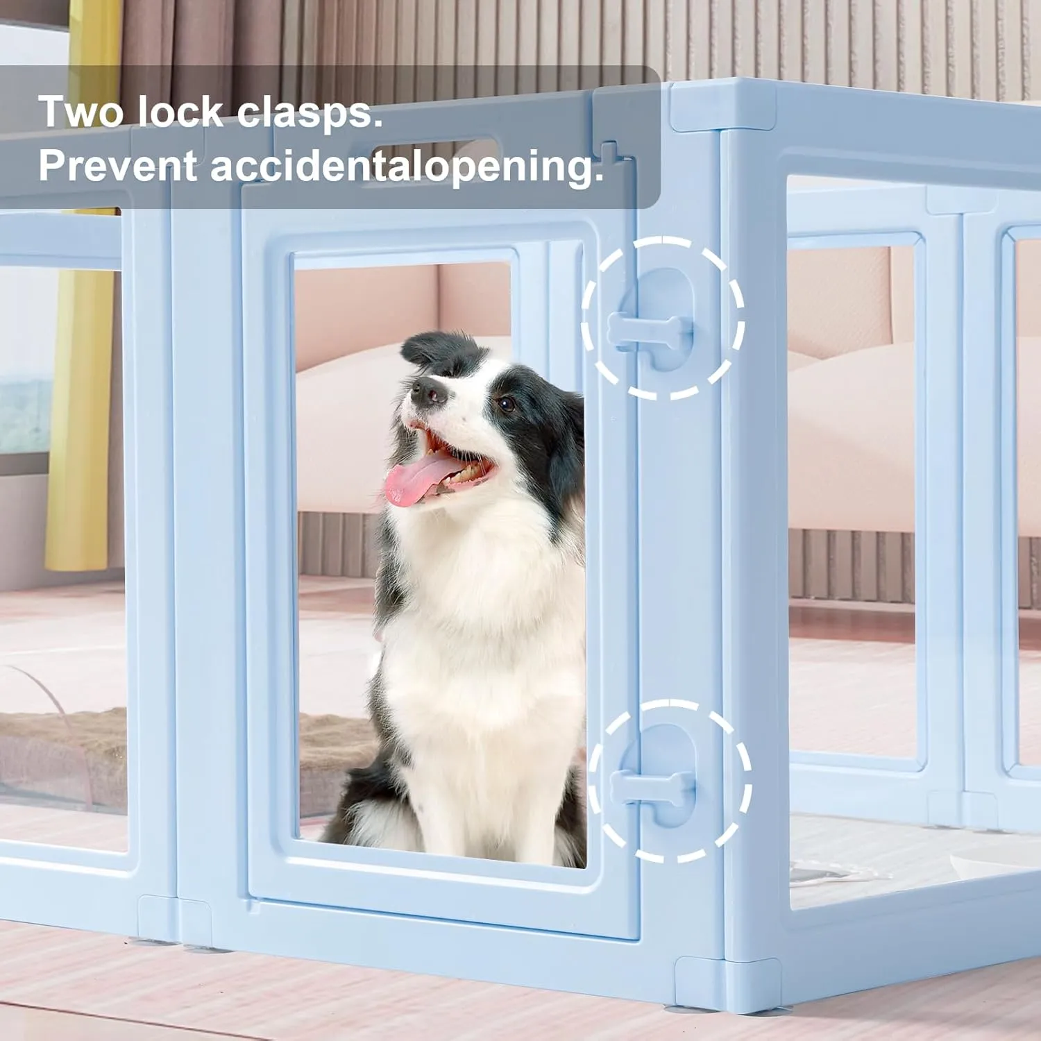 Clear Acrylic Dog Playpen,Transparent DIY Dog Pen,Easy Assembly and Disassembly,Indoor and Outdoor Use,Simple Cleansing Fence (Sky Blue, 60CM, 10 Panel)