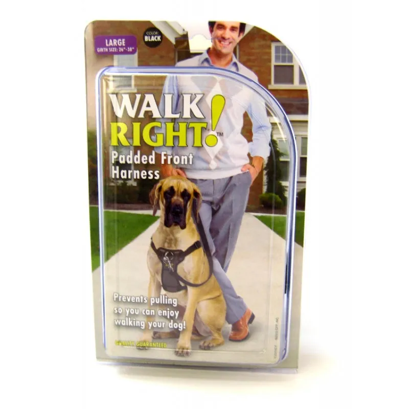 Coastal Walk Right Padded Front Harness Black - Large