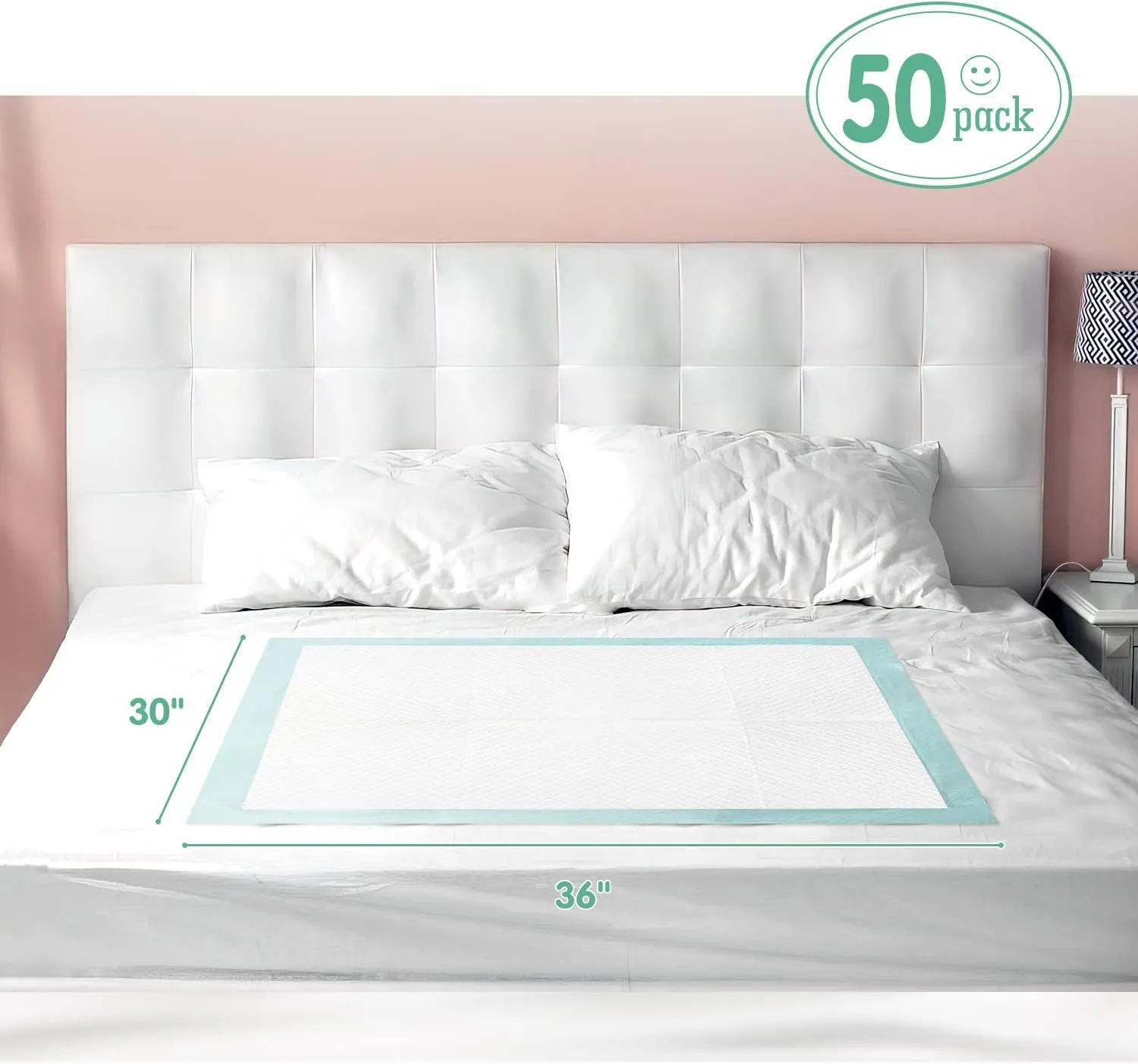 Disposable Bed Pads 30X36 (50pcs) Extra Large Underpads for Incontinence Disposable Pads for Adult, Bedwetting Child or Pets (90g/Piece, 7g SAP)
