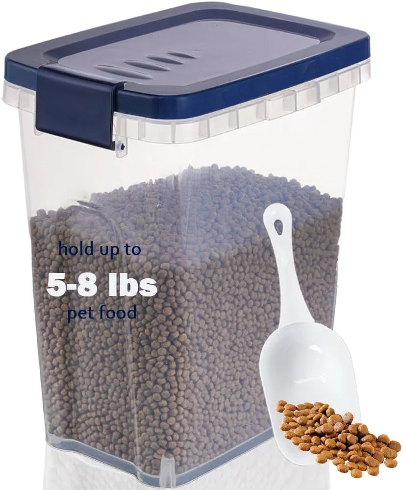 EIwichen Dog and Cat Food Storage Container with Scoop - 5-10 Lbs Pet Food Container with Airtight Lid, Dry Food Bin BPA Free, Kibble Container, for Pet, Cat, Dog, Bird Seed, e