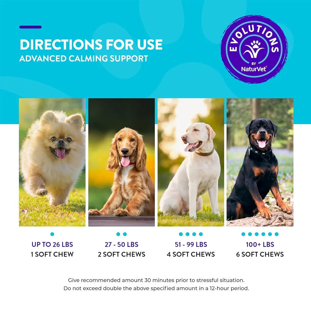 Evolutions by NaturVet Advanced Calming Mood Support Soft Chews for Dogs, 90 count