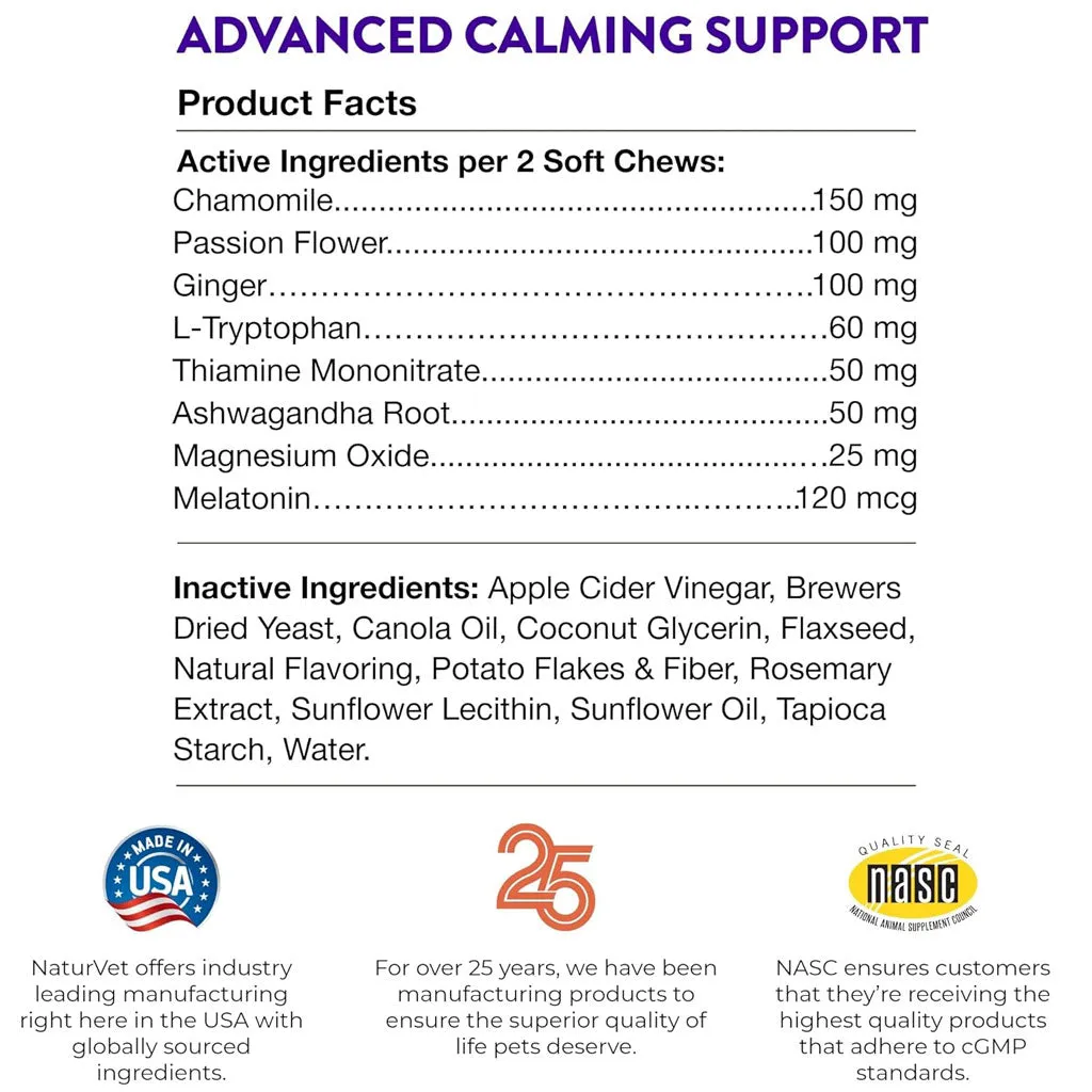 Evolutions by NaturVet Advanced Calming Mood Support Soft Chews for Dogs, 90 count