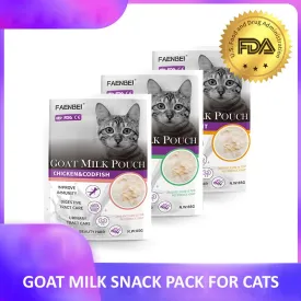 FAENBEI  Cat Wet Food Pouch with Goat Milk with Vitamins and Calcium in different Flavors 3 Oz pouch (Pack of 5)