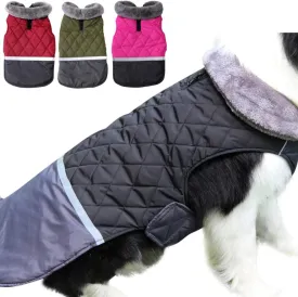 Fleece Collar Reversible Dog Coats for Small Dogs Waterproof Warm Puppy Jacket for Cold Winter,Black XS