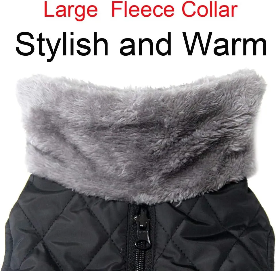 Fleece Collar Reversible Dog Coats for Small Dogs Waterproof Warm Puppy Jacket for Cold Winter,Black XS