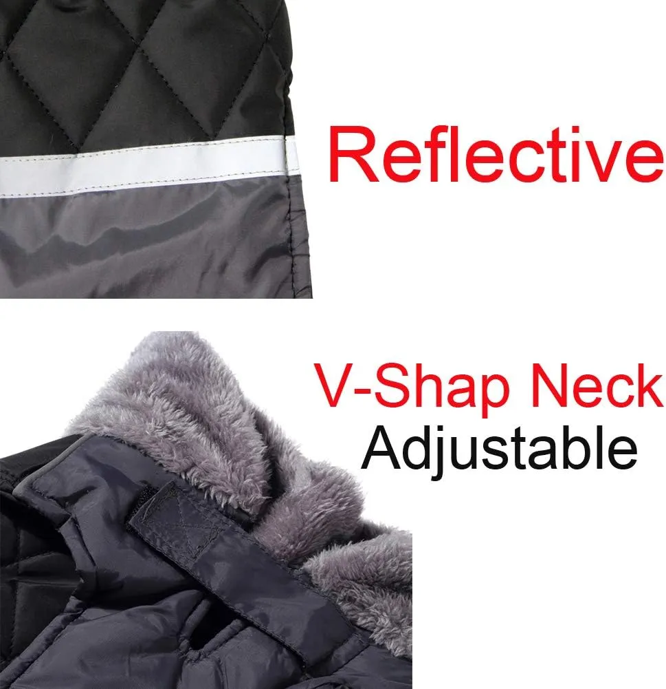 Fleece Collar Reversible Dog Coats for Small Dogs Waterproof Warm Puppy Jacket for Cold Winter,Black XS