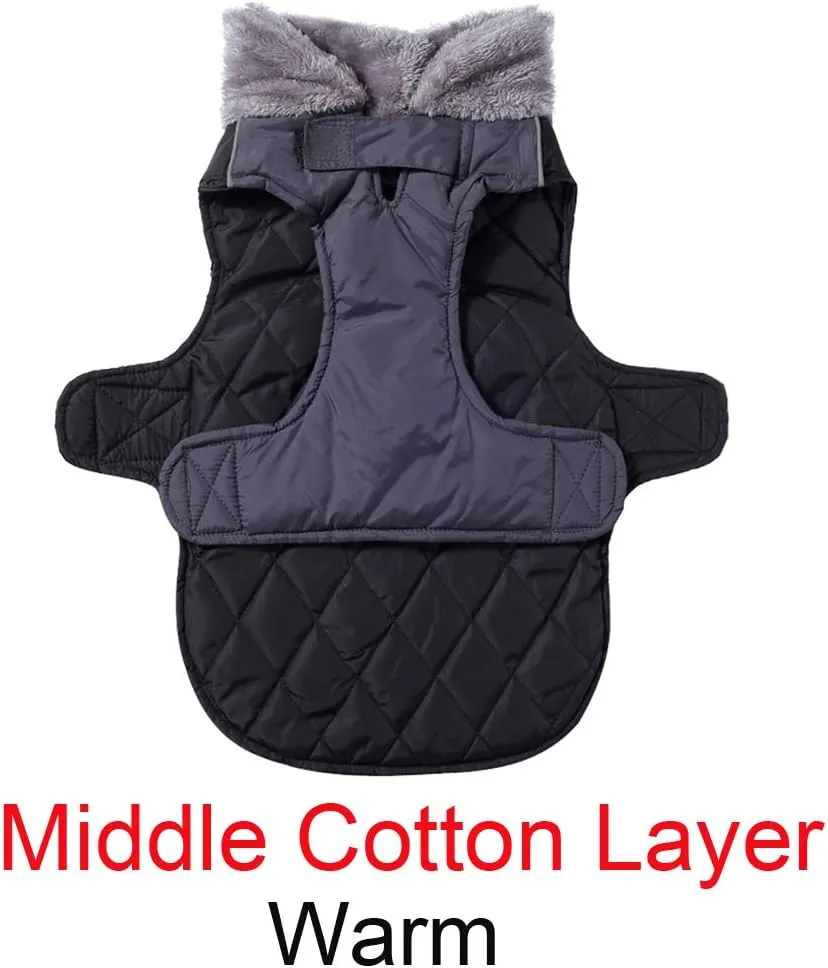 Fleece Collar Reversible Dog Coats for Small Dogs Waterproof Warm Puppy Jacket for Cold Winter,Black XS