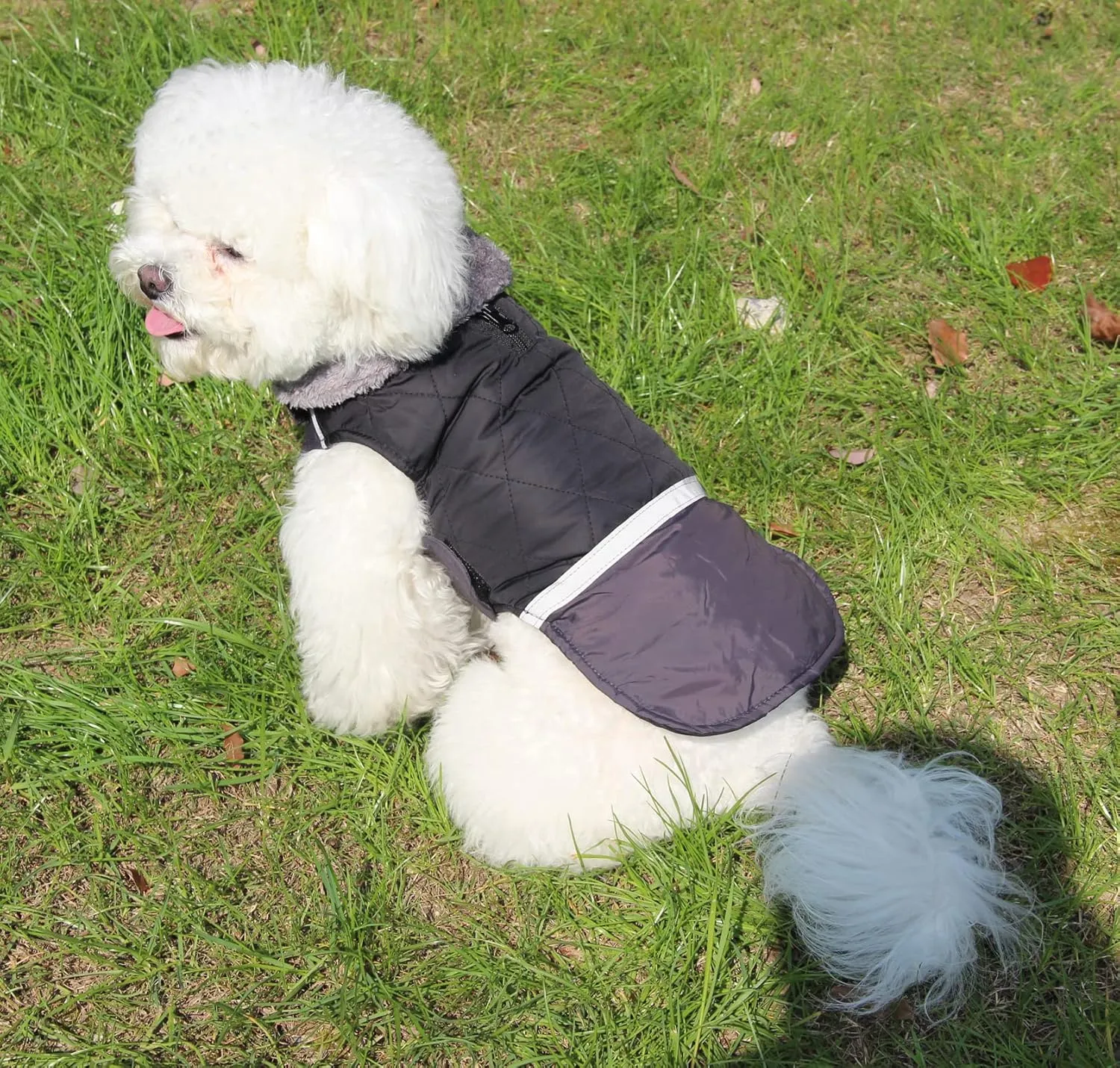 Fleece Collar Reversible Dog Coats for Small Dogs Waterproof Warm Puppy Jacket for Cold Winter,Black XS
