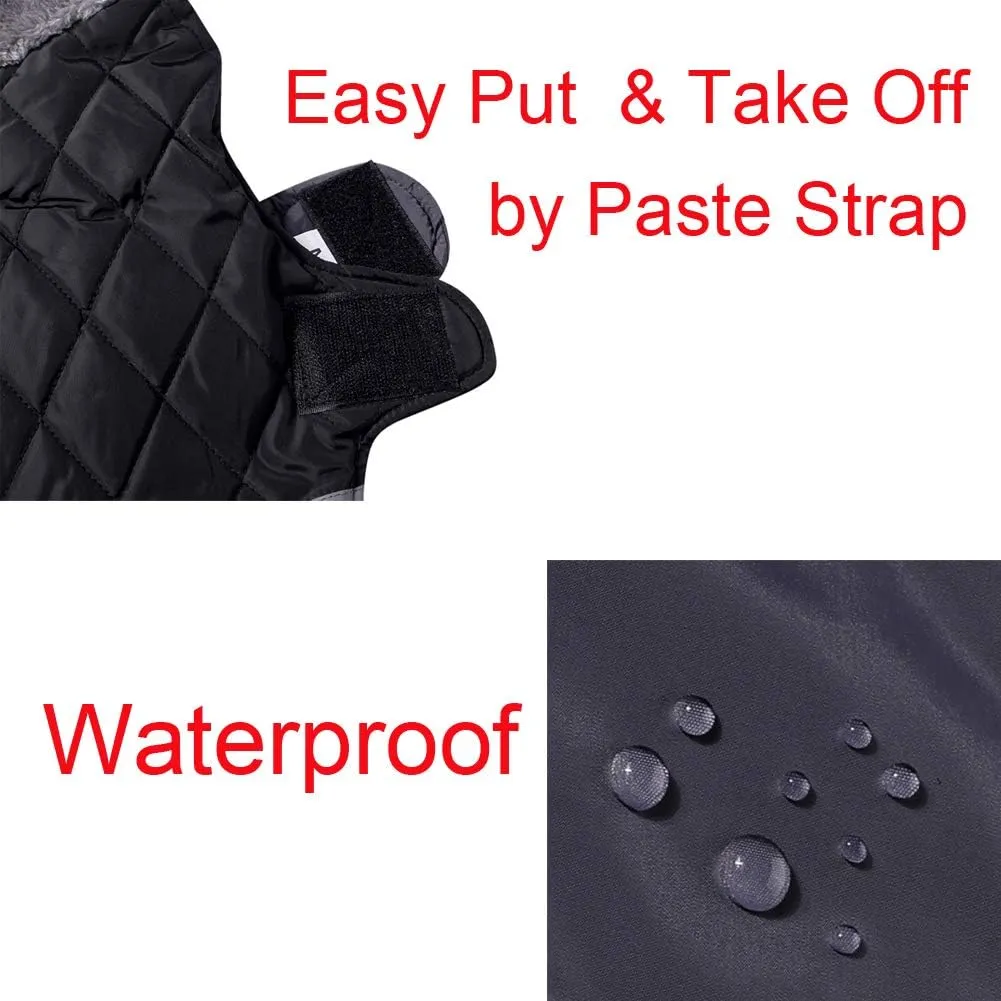Fleece Collar Reversible Dog Coats for Small Dogs Waterproof Warm Puppy Jacket for Cold Winter,Black XS