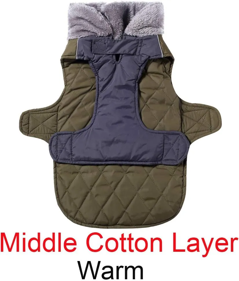 Fleece Collar Reversible Dog Coats for Small Dogs Waterproof Warm Puppy Jacket for Cold Winter,Green S