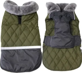 Fleece Collar Reversible Dog Coats for Small Dogs Waterproof Warm Puppy Jacket for Cold Winter,Green S