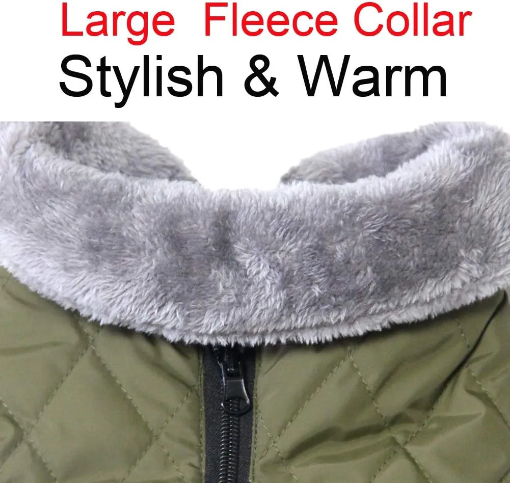 Fleece Collar Reversible Dog Coats for Small Dogs Waterproof Warm Puppy Jacket for Cold Winter,Green S