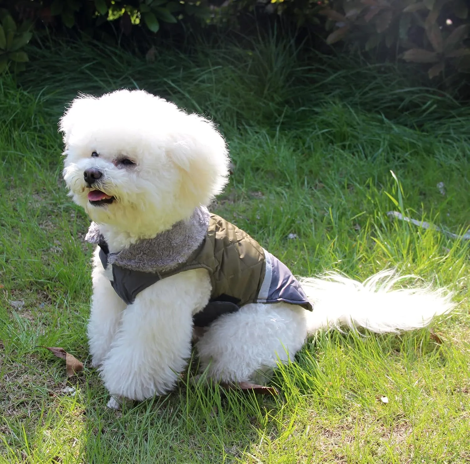 Fleece Collar Reversible Dog Coats for Small Dogs Waterproof Warm Puppy Jacket for Cold Winter,Green S