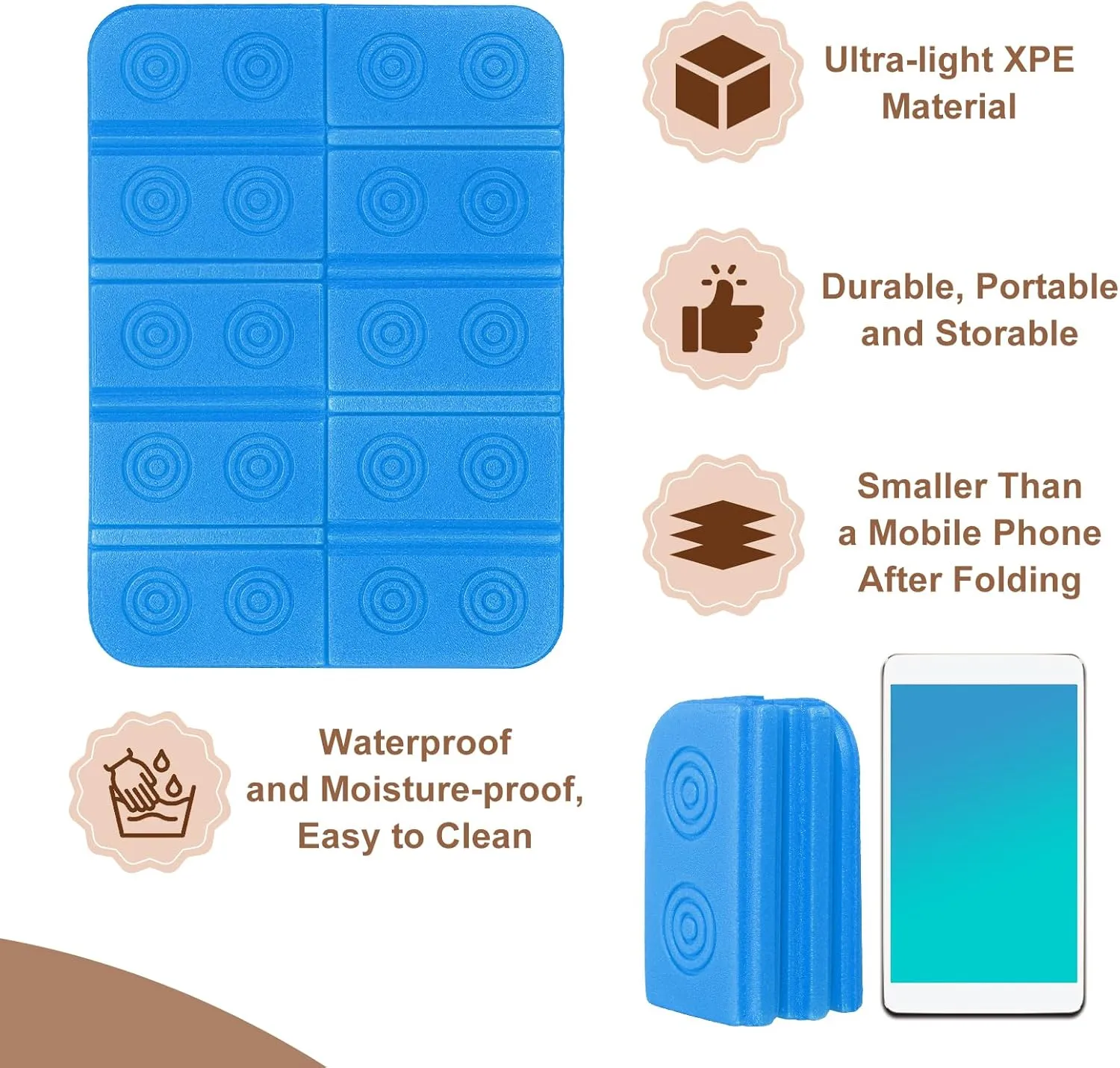 Folding Foam Mat, Mini Portable Lightweight Mini Waterproof Folding Mat Fit for Backpacking Hiking Camping Kneeling Outdoor Activities