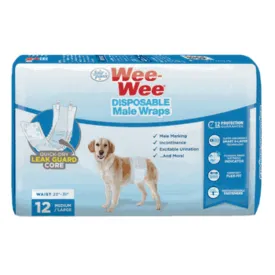 Four Paws Wee-Wee Disposable Male Dog Wraps Medium/Large 12pk